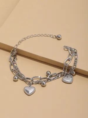  2 Layer Love Heart Design Elegant Bracelet